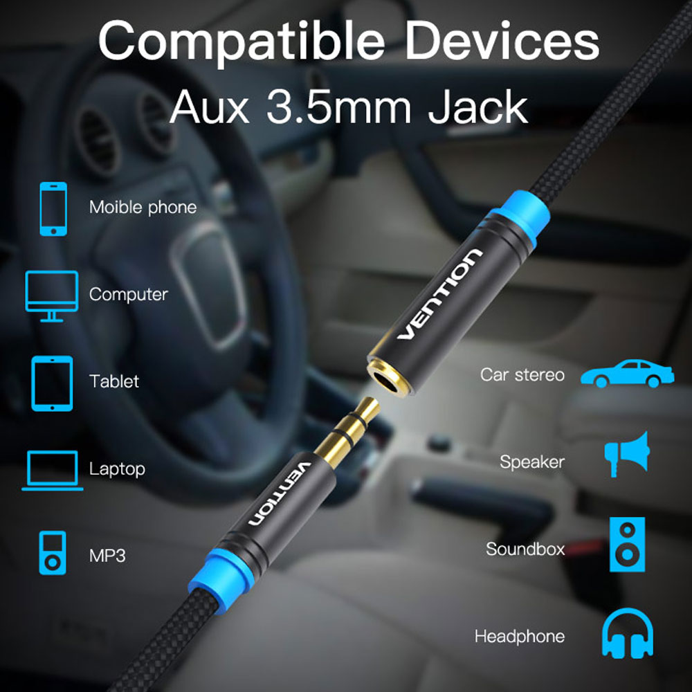 벤션 무산소 3.5mm 스테레오 AUX 연장선 연장 케이블 VAB-B06 1.5m, 1개 - 상세 이미지 3