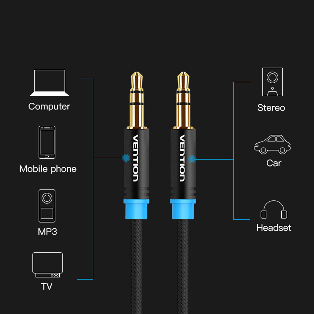 벤션 무산소 3.5mm 스테레오 AUX 오디오 케이블 P350AC 0.5m, 1개 - 상세 이미지 4