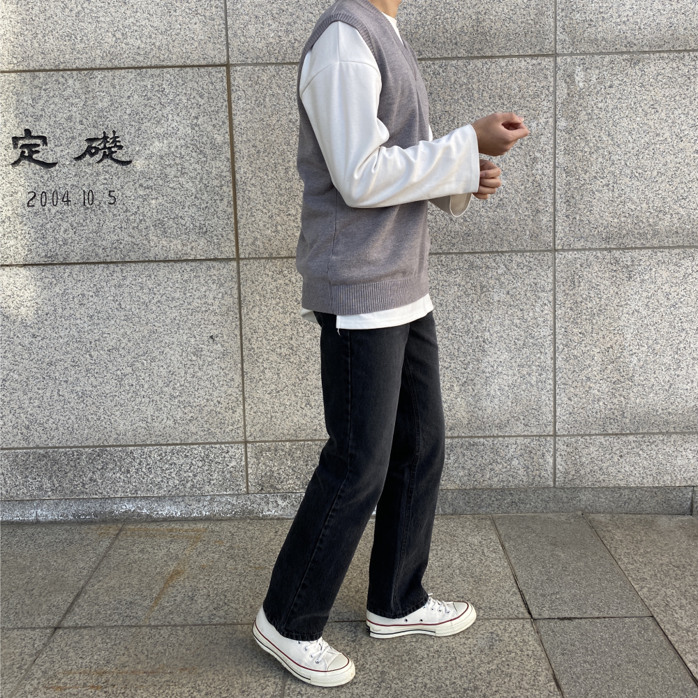 남자 오버핏 브이넥 니트조끼 베스트 2 color - 상세 이미지 5