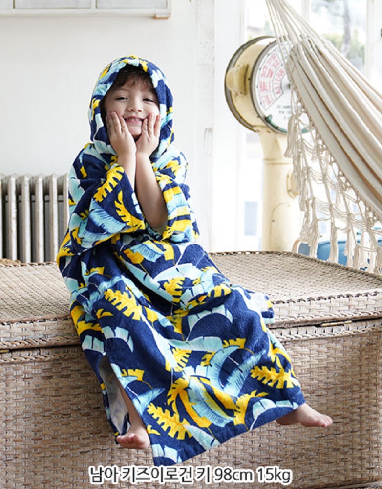 아기 유아 아동 어린이 트로피컬 목욕 비치 샤워 후드 가운