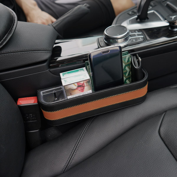 엠노블 차량용 가죽 사이드 포켓 자동차 동전케이스 틈새 수납확장 수납함 보관함