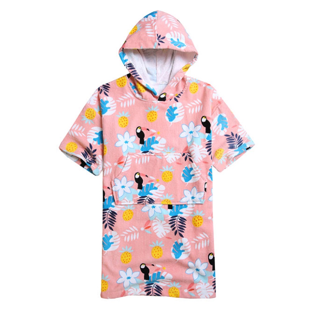아기 유아 아동 어린이 트로피컬 목욕 비치 샤워 후드 가운