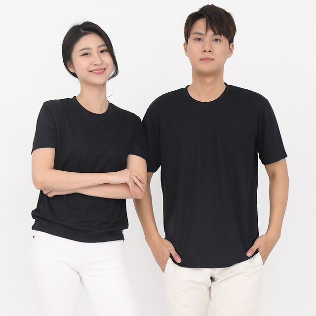쿨론)기능성 검정색 라운드 반팔티셔츠 식당유니폼 주방유니폼 단체 서빙유니폼 이미지 6