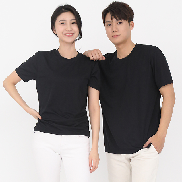 쿨론)기능성 검정색 라운드 반팔티셔츠 식당유니폼 주방유니폼 단체 서빙유니폼 이미지 7