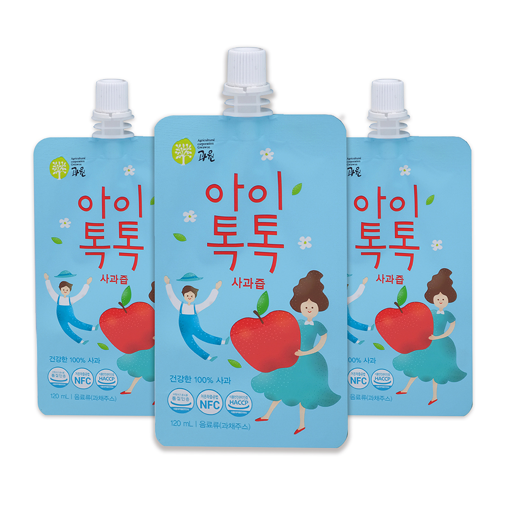 찬이네과수원 아이톡톡 사과즙 스파우트 120ml 30포 순수 사과 착즙주스 - 상세 이미지 3