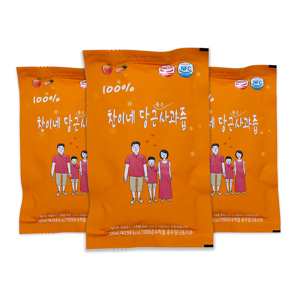 찬이네과수원 당근사과즙 100ml 30포 첨가물제로 아기당근주스 - 상세 이미지 3