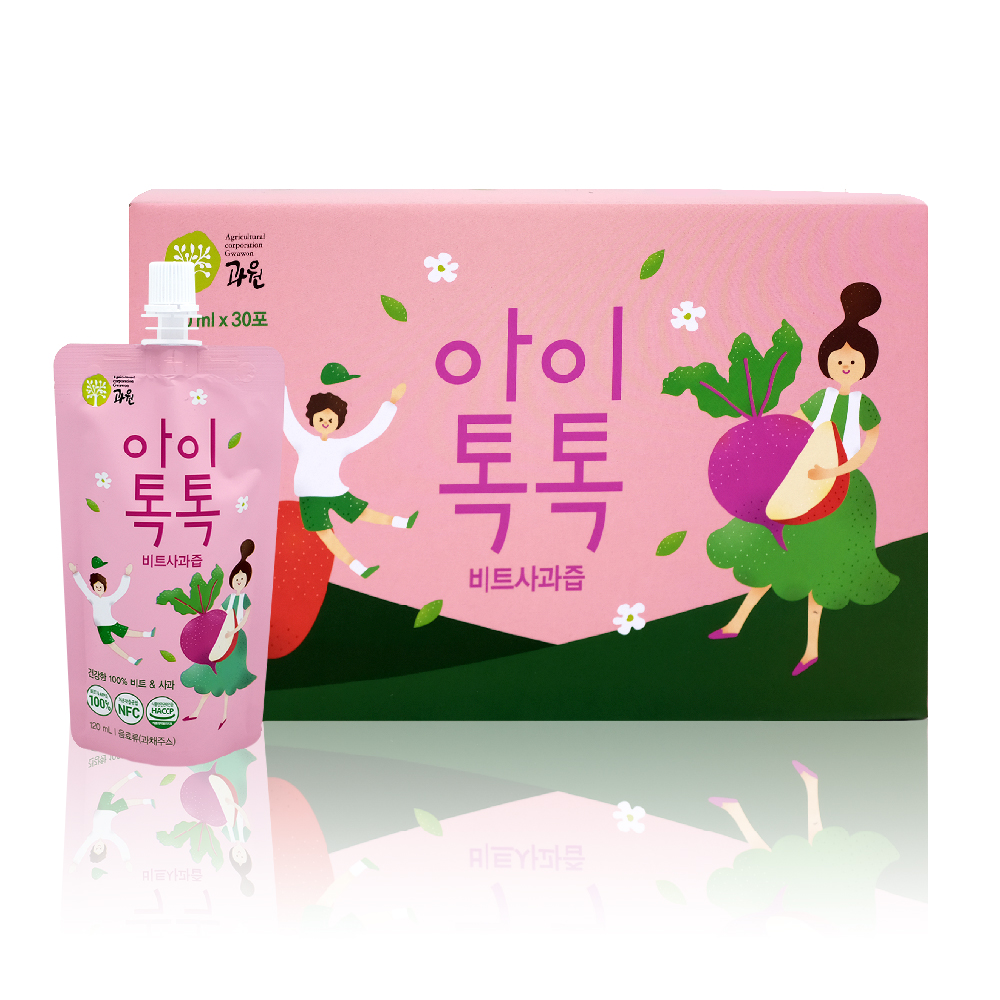 찬이네과수원 아이톡톡 사과비트즙 스파우트 120ml 30포 순수100% 착즙주스