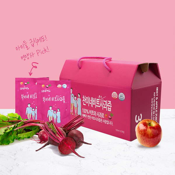 찬이네과수원 비트사과즙 100ml 30포 첨가물제로 아기사과즙 이미지 6