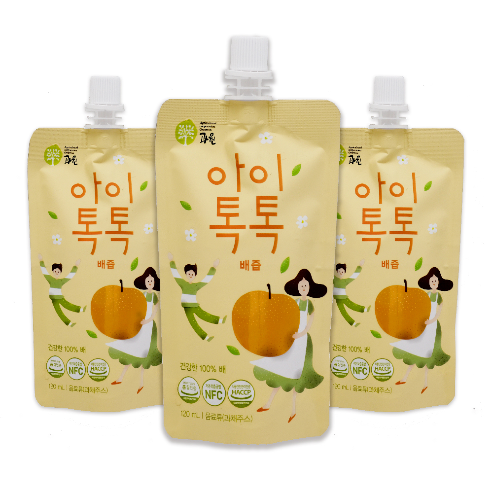 찬이네과수원 아이톡톡 배즙 스파우트 120ml 30포 배100프로 착즙주스 - 상세 이미지 3