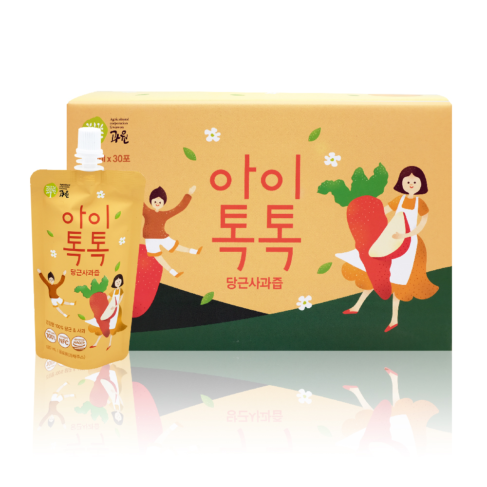 찬이네과수원 아이톡톡 사과당근즙 스파우트 120ml 30포 순수100% 착즙주스