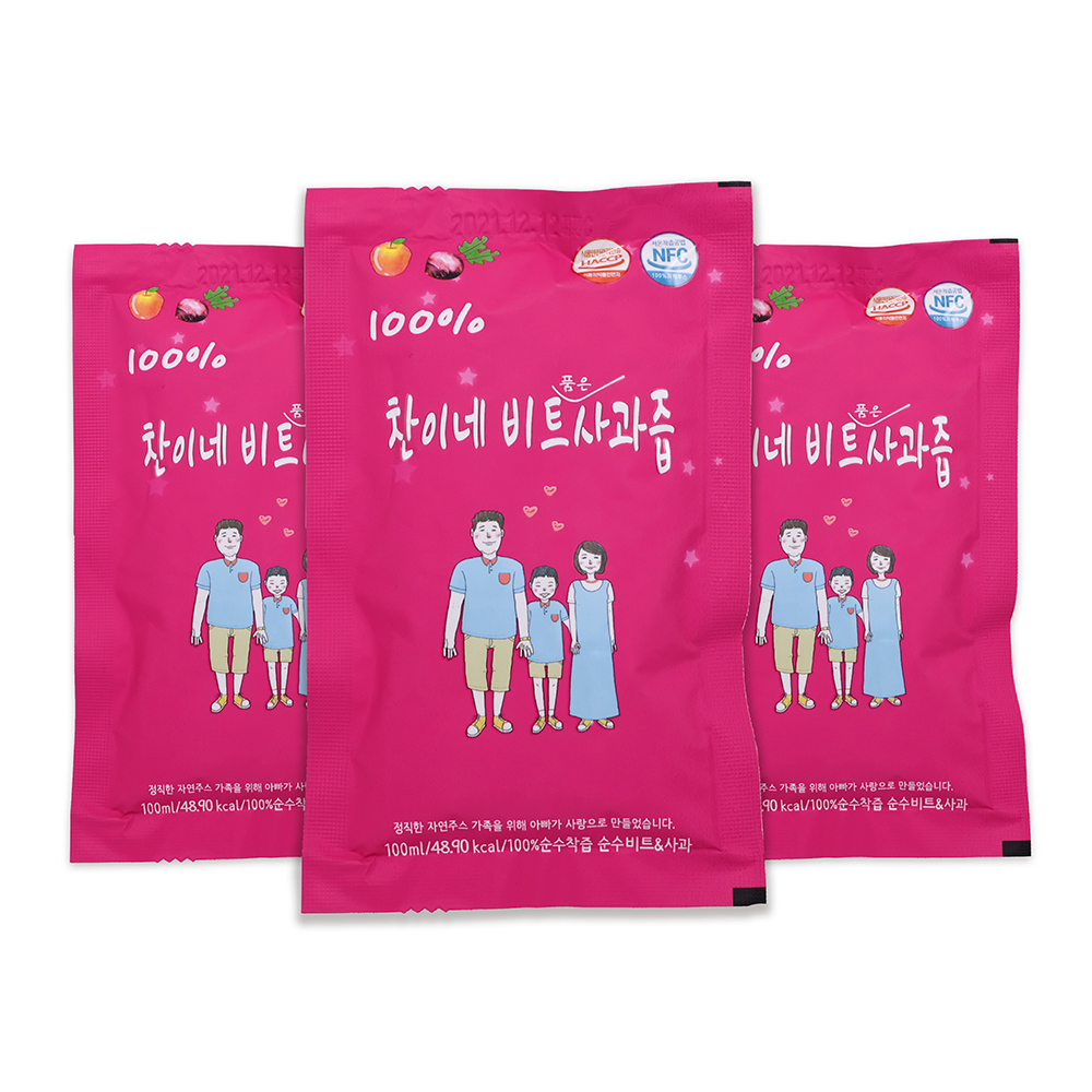 찬이네과수원 비트사과즙 100ml 30포 첨가물제로 아기사과즙 - 상세 이미지 3