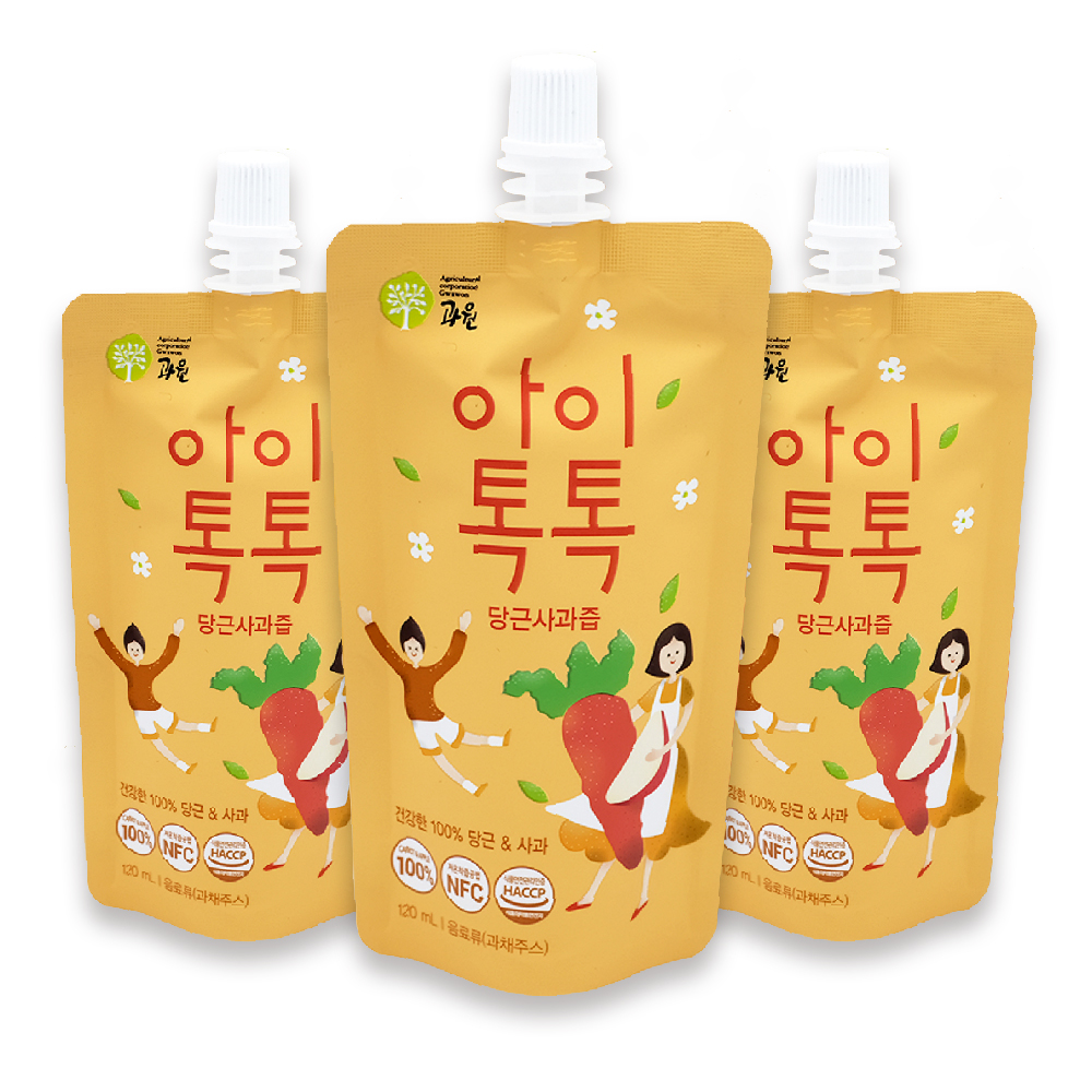 찬이네과수원 아이톡톡 사과당근즙 스파우트 120ml 30포 순수100% 착즙주스 - 상세 이미지 3