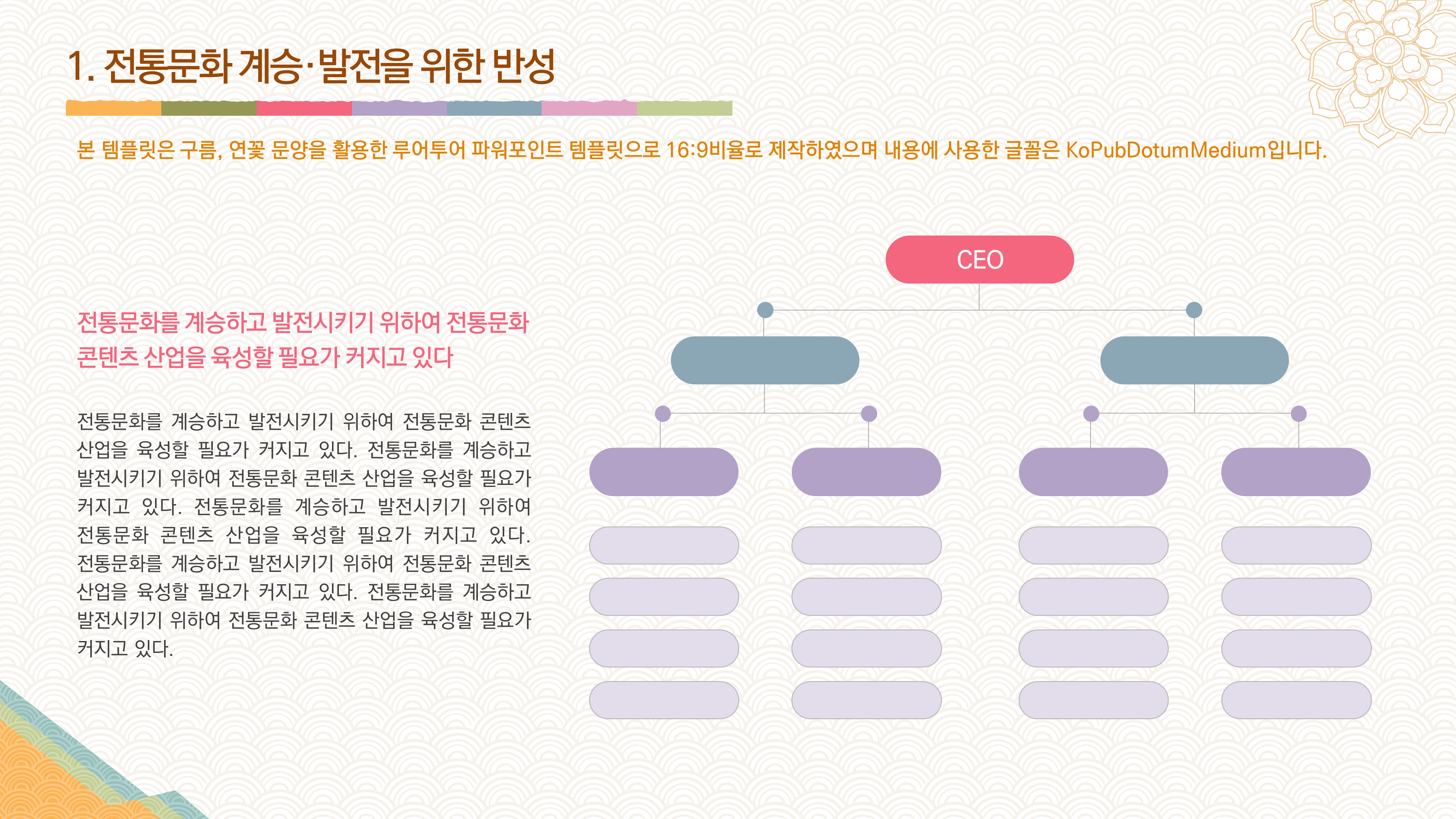 325 한국 전통 문양 ppt 템플릿 -전통 배경 파워포인트 제안서 보고서 - 상세 이미지 5