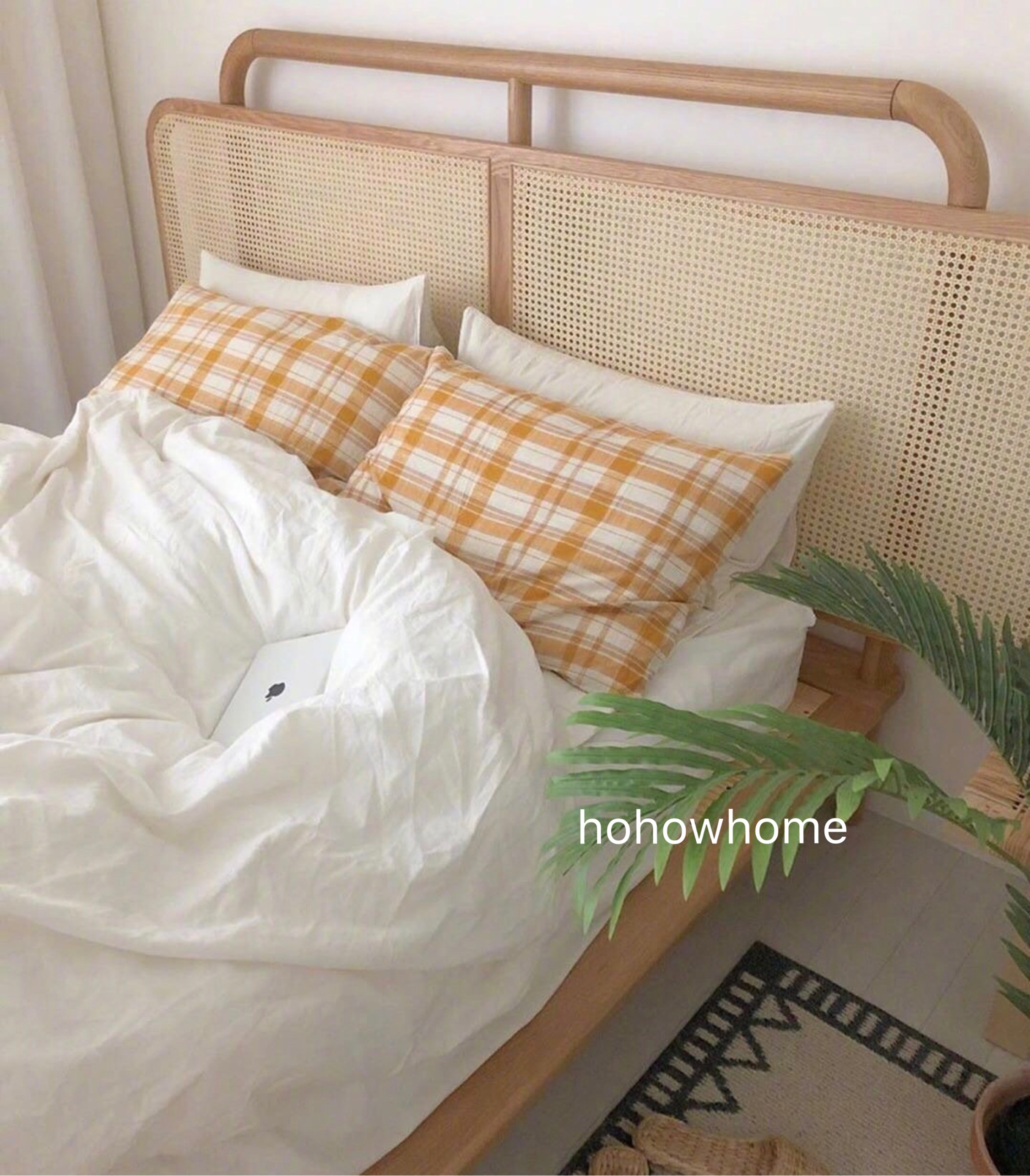 상큼 내추럴 옐로우 체크 패턴 베개커버 yellow check pillow cover