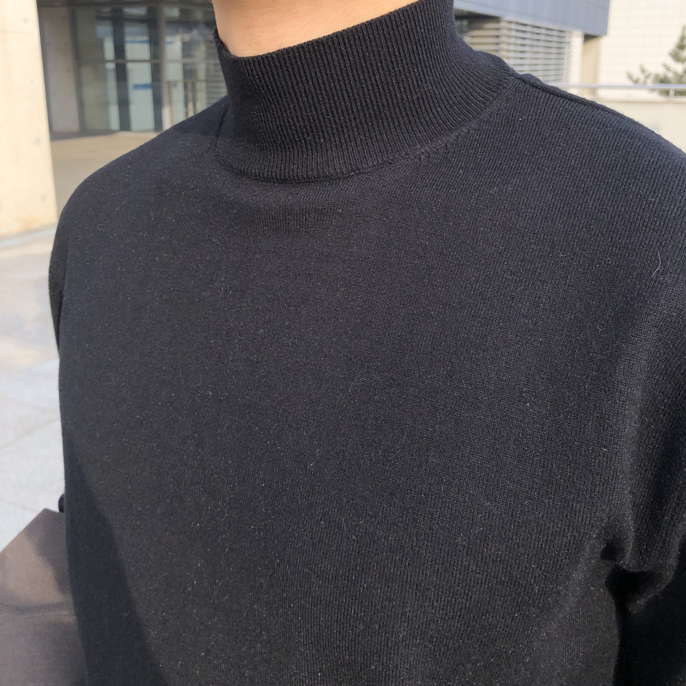 남자 캐시미어 하프넥 반목폴라 목폴라 반폴라 니트 - 메인 이미지