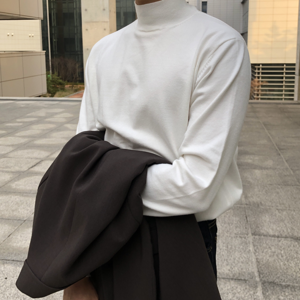 남자 캐시미어 하프넥 반목폴라 목폴라 반폴라 니트 이미지 7