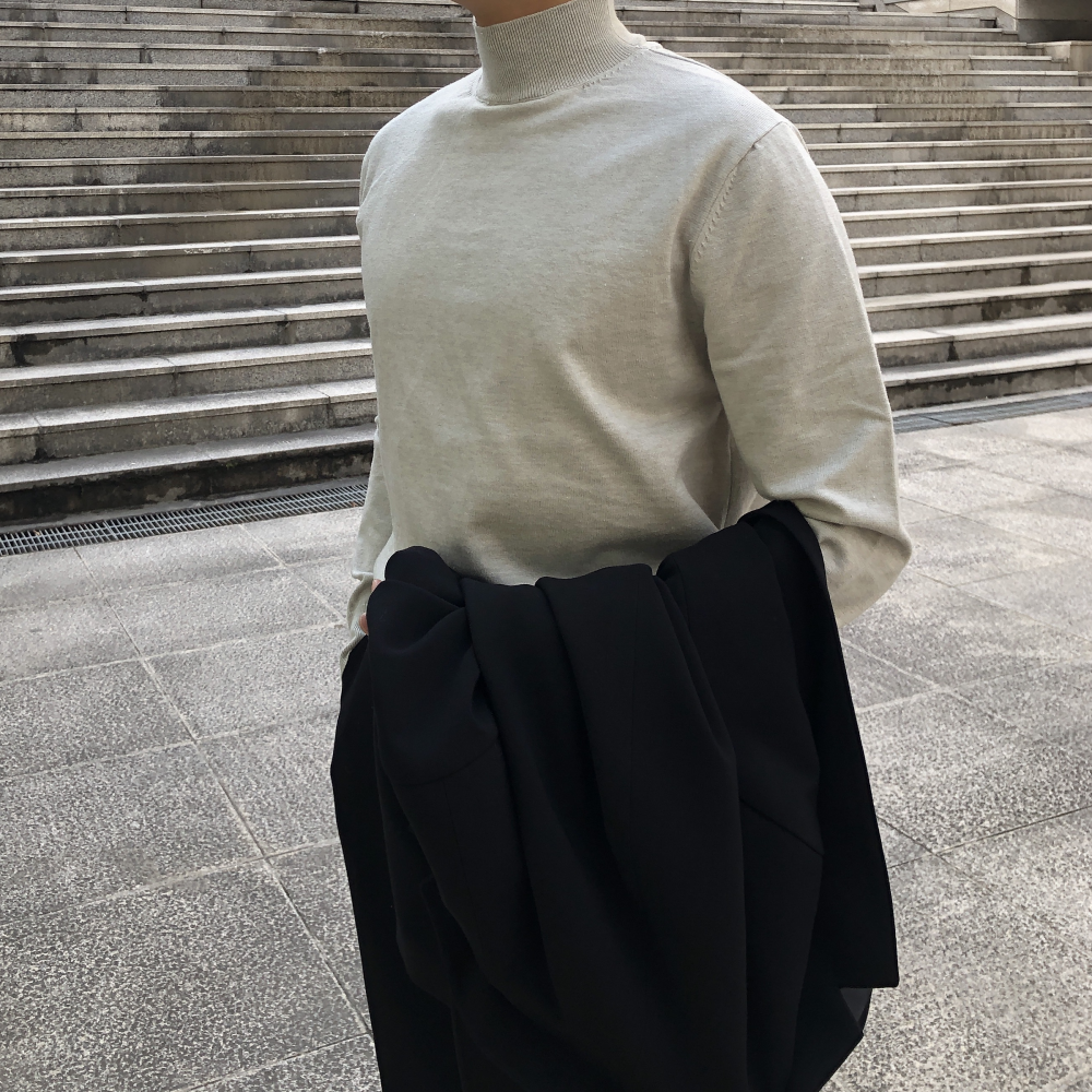 남자 캐시미어 하프넥 반목폴라 목폴라 반폴라 니트 이미지 6