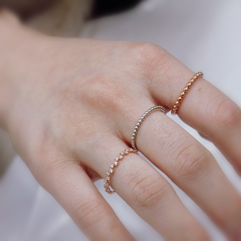 14K 여성 베이직 볼 1.5mm 2mm 데일리 골드 금 반지 - 상세 이미지 5