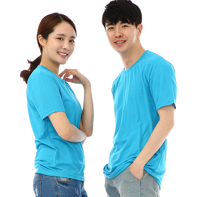 (16color)쿨론기능성물색 라운드 반팔티셔츠 식당 업소가게티 주방위생복 홀서빙복 - 상품 이미지