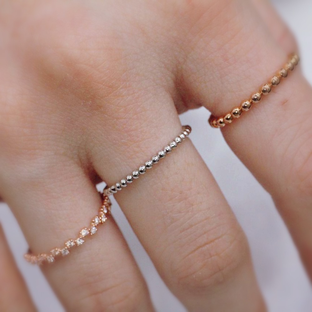 14K 여성 베이직 볼 1.5mm 2mm 데일리 골드 금 반지 - 상세 이미지 3