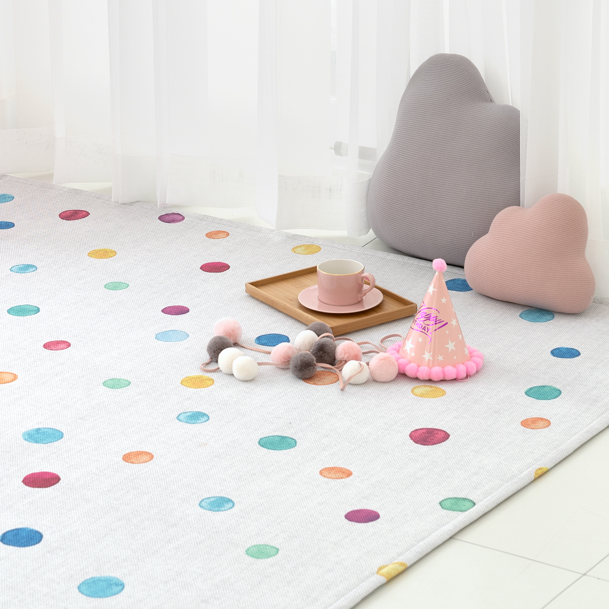 마이하우스 아이방러그 사각형 먼지없는 아기방 카페트 버블캔디, 200x145cm