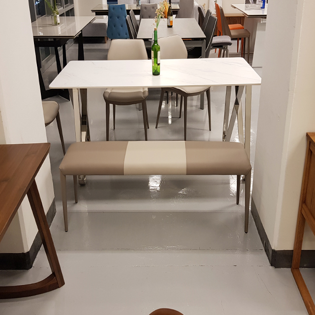 스코나 노틸러 가죽 2인 벤치 의자 1050