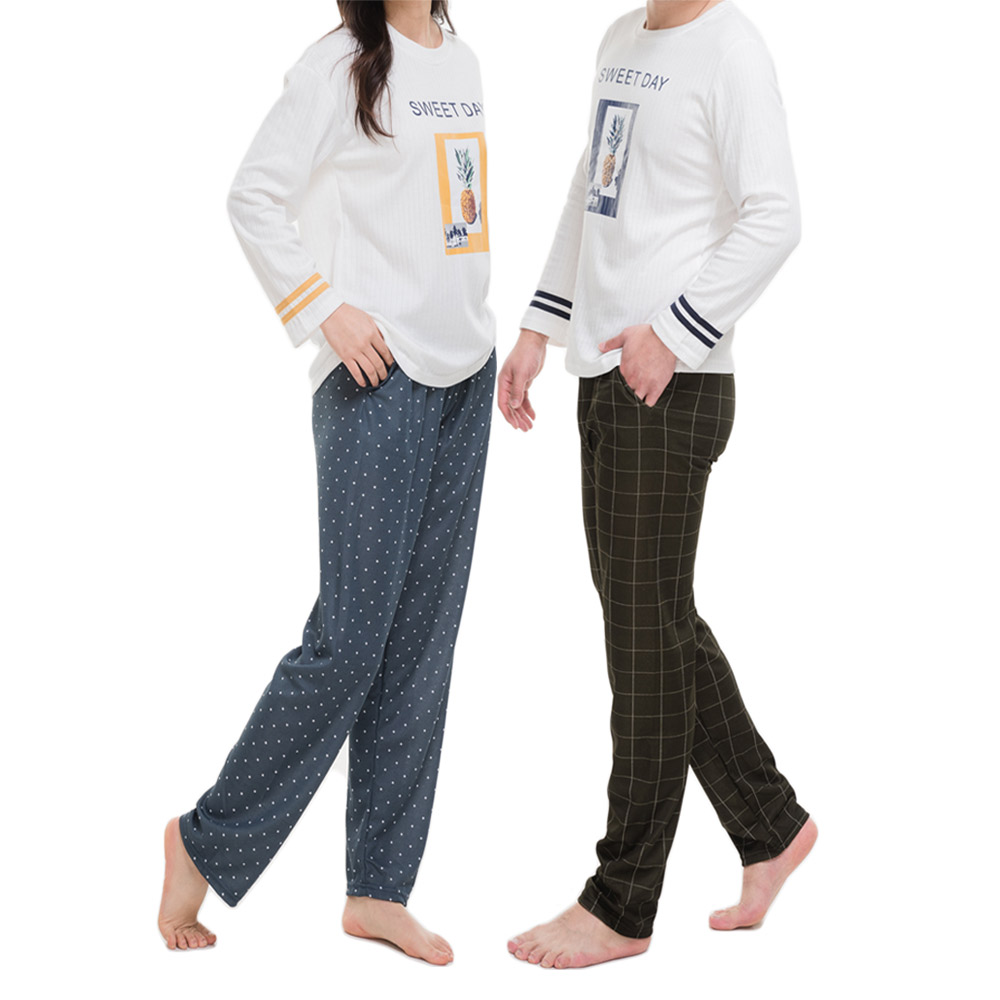 도씨 봄 체크 잠옷 바지 파자마 커플 잠옷 실크터치 남자 여자 - 상세 이미지 4
