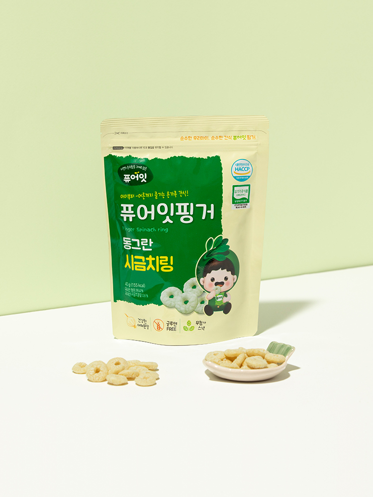 퓨어잇 핑거 유기농 아이과자 동그란 시금치링 아기 간식