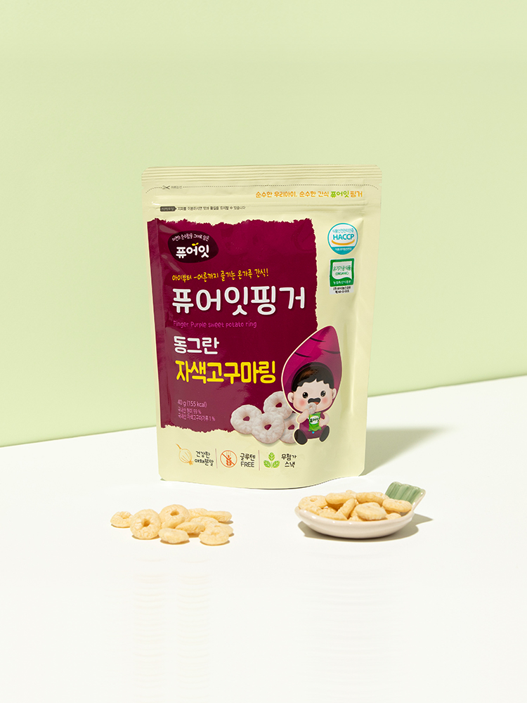 퓨어잇 핑거 유기농 아이과자 동그란 자색고구마링 아기 간식