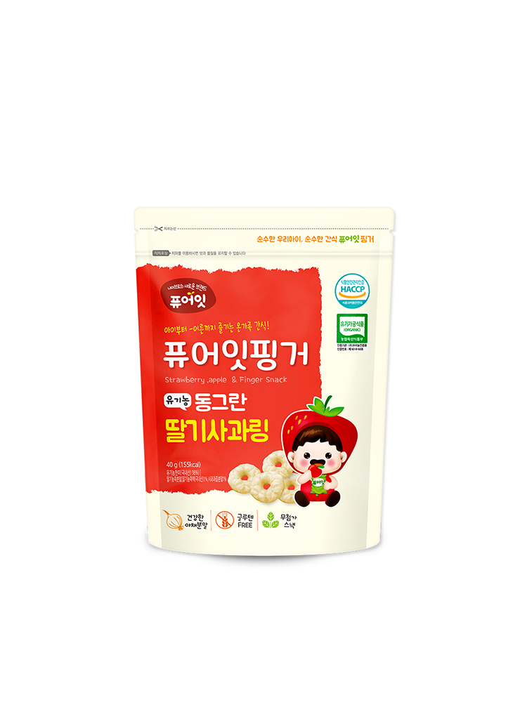 퓨어잇 핑거 유기농 아이과자 동그란 딸기사과링 아기 간식 - 상세 이미지 3