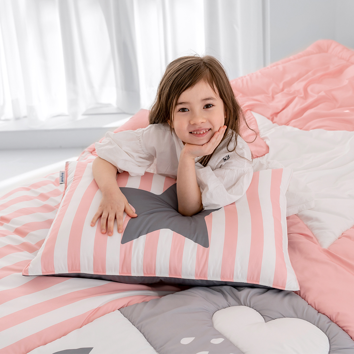 [사은품증정] [1+1] 키즈 알러지케어 간절기 손자수 차렵이불 풀세트