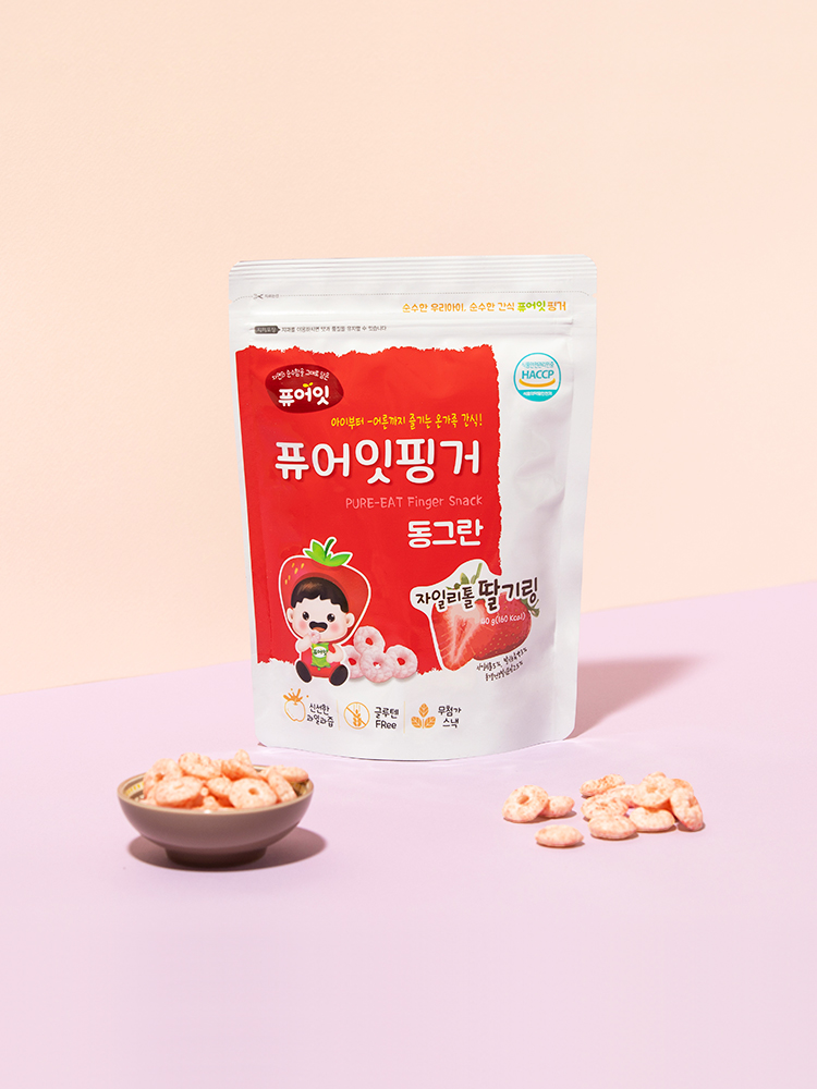 퓨어잇 핑거 동그란 자일리톨 딸기링 아이과자 과일링 간식
