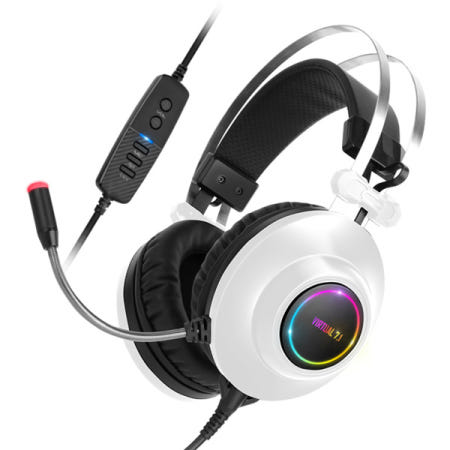 앱코 HACKER N550 ENC 가상 7.1채널 RGB 게이밍 헤드셋 화이트