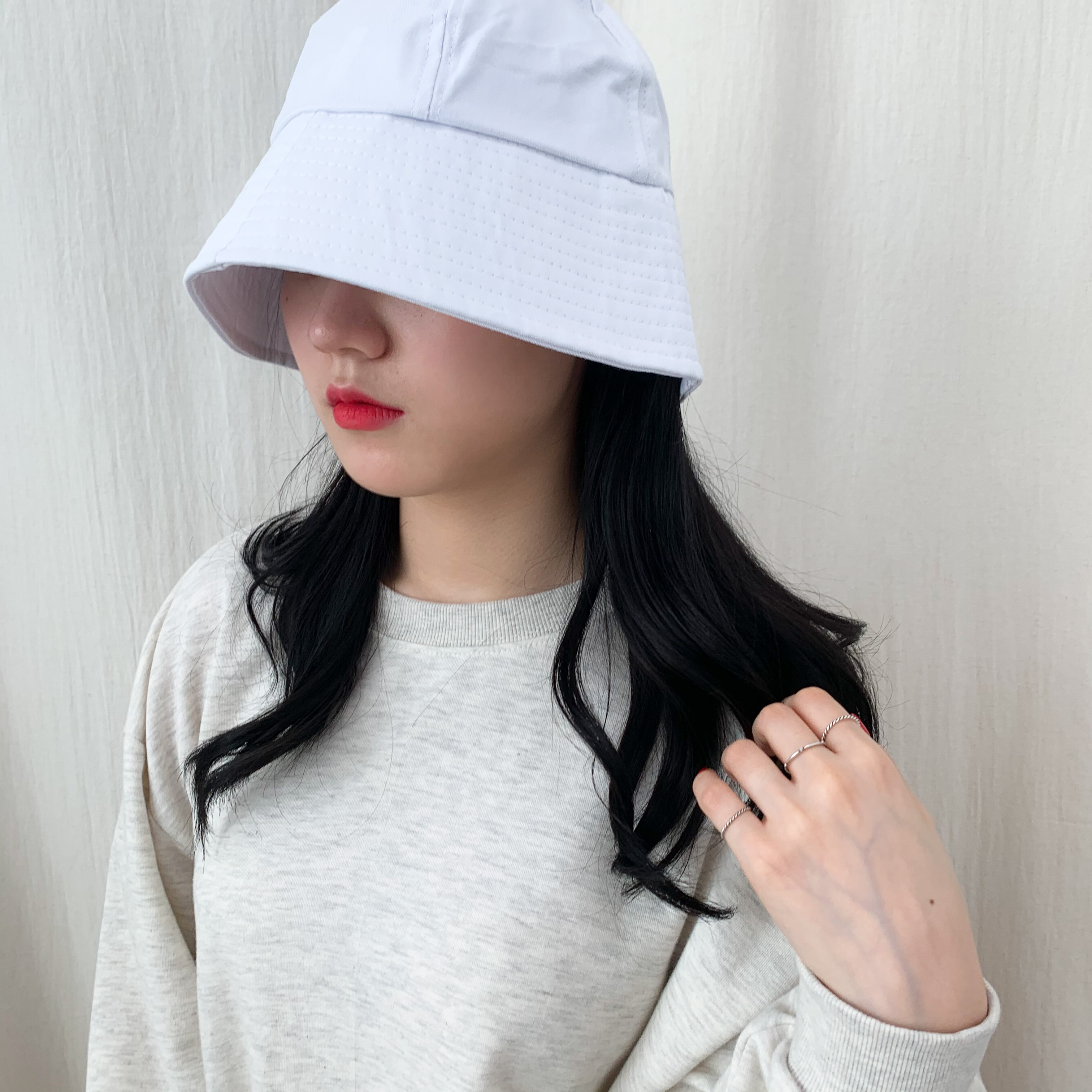 [당일출고!!/1+1] 캐주얼 둥근 버킷햇 벙거지 코튼 챙 벙거지 모자 3color 상세 이미지 30