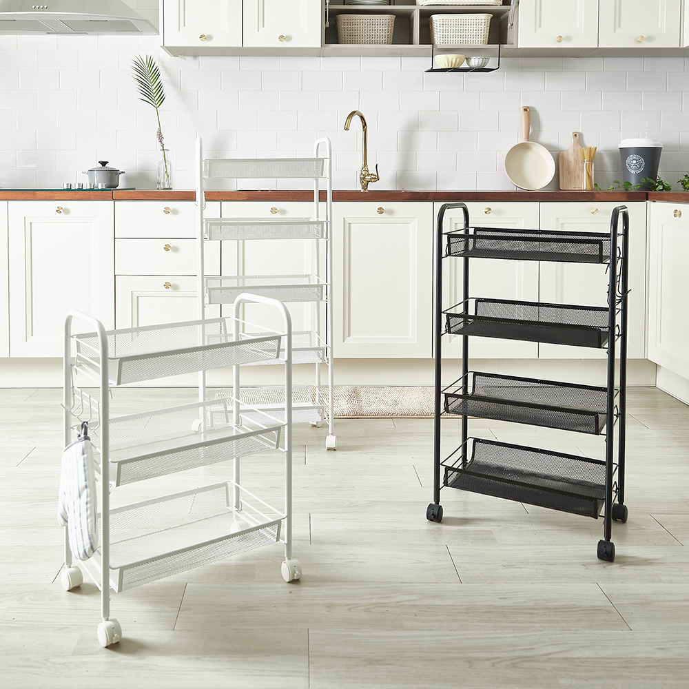 할메이드 이동식 트롤리 틈새 수납 선반 트레이 메쉬5단