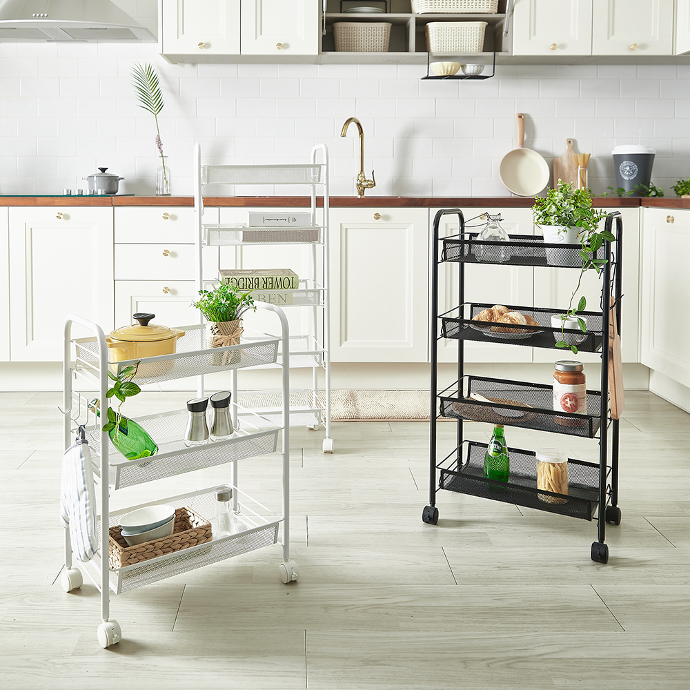 할메이드 이동식 트롤리 틈새 수납 선반 트레이 메쉬5단