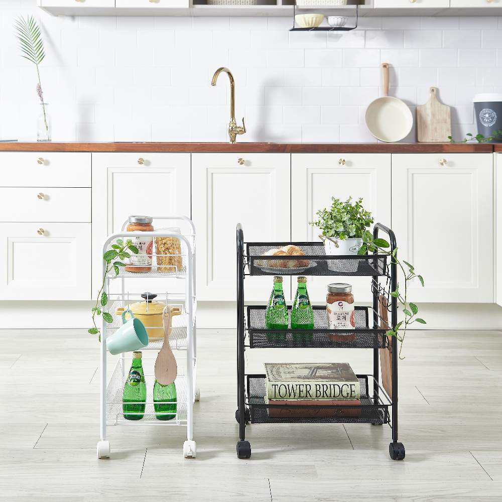 할메이드 주방 화장품 서랍 이동식 트롤리 틈새 선반 바퀴달린 수납장 트레이 3단