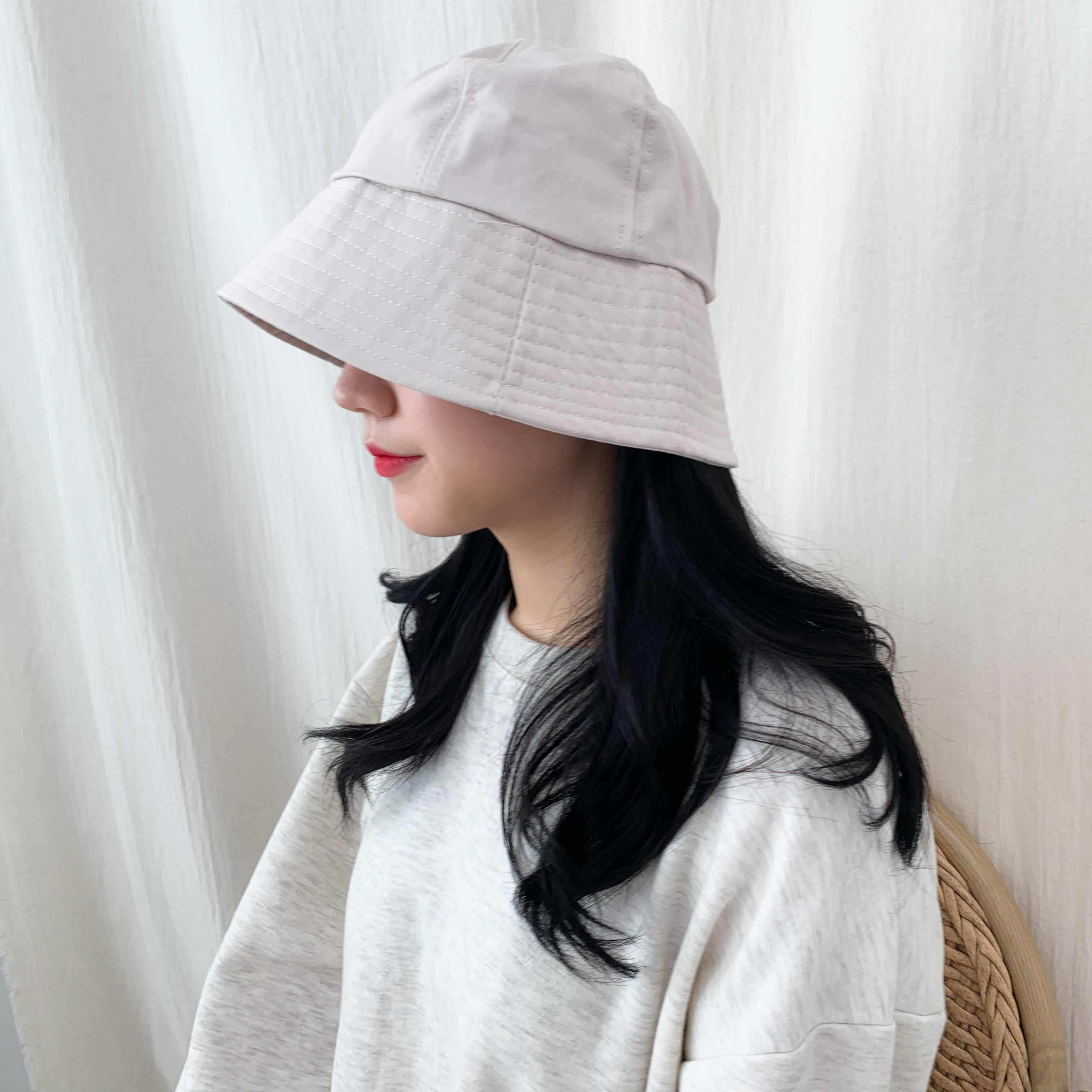 [당일출고!!/1+1] 캐주얼 둥근 버킷햇 벙거지 코튼 챙 벙거지 모자 3color 상세 이미지 22