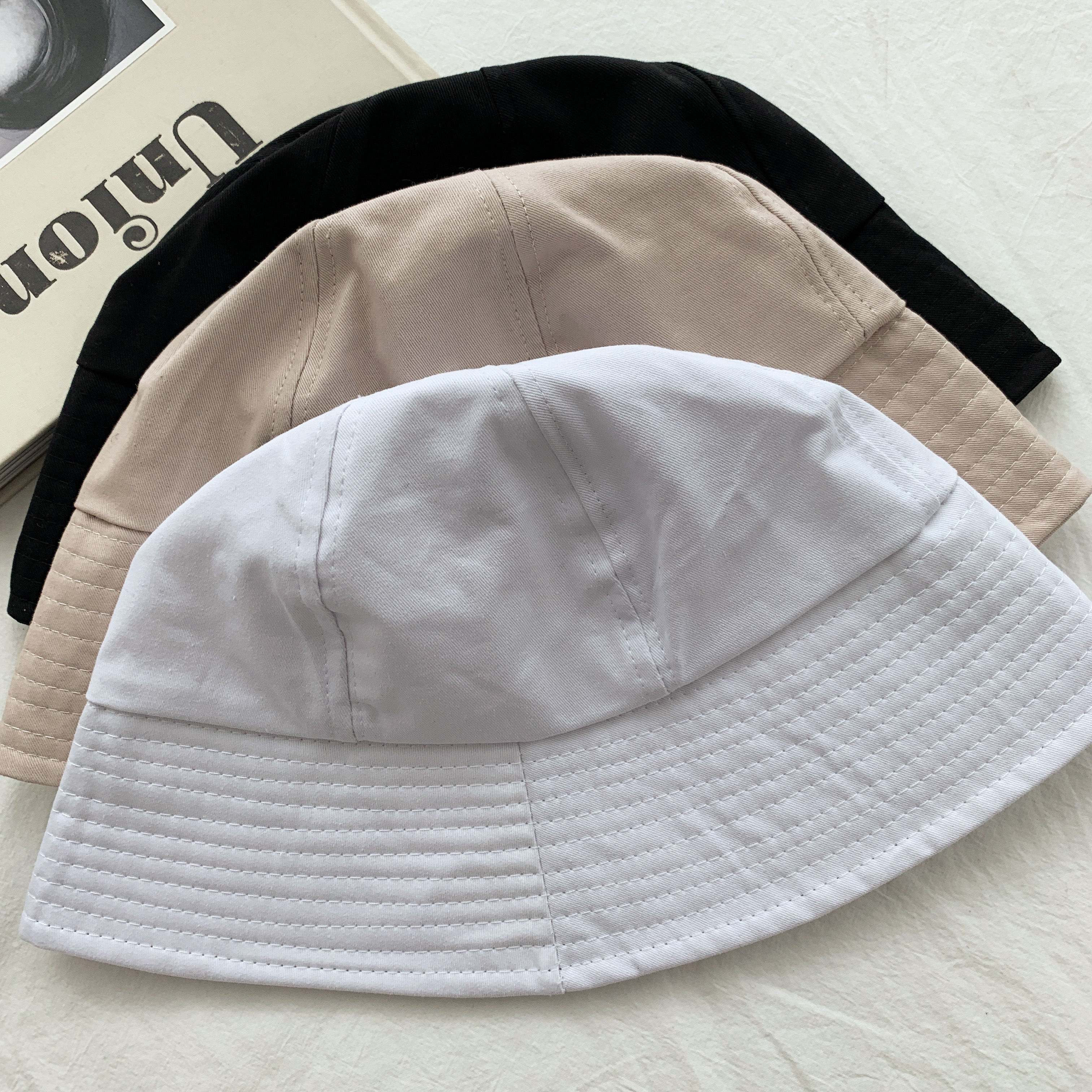 [당일출고!!/1+1] 캐주얼 둥근 버킷햇 벙거지 코튼 챙 벙거지 모자 3color 상세 이미지 10