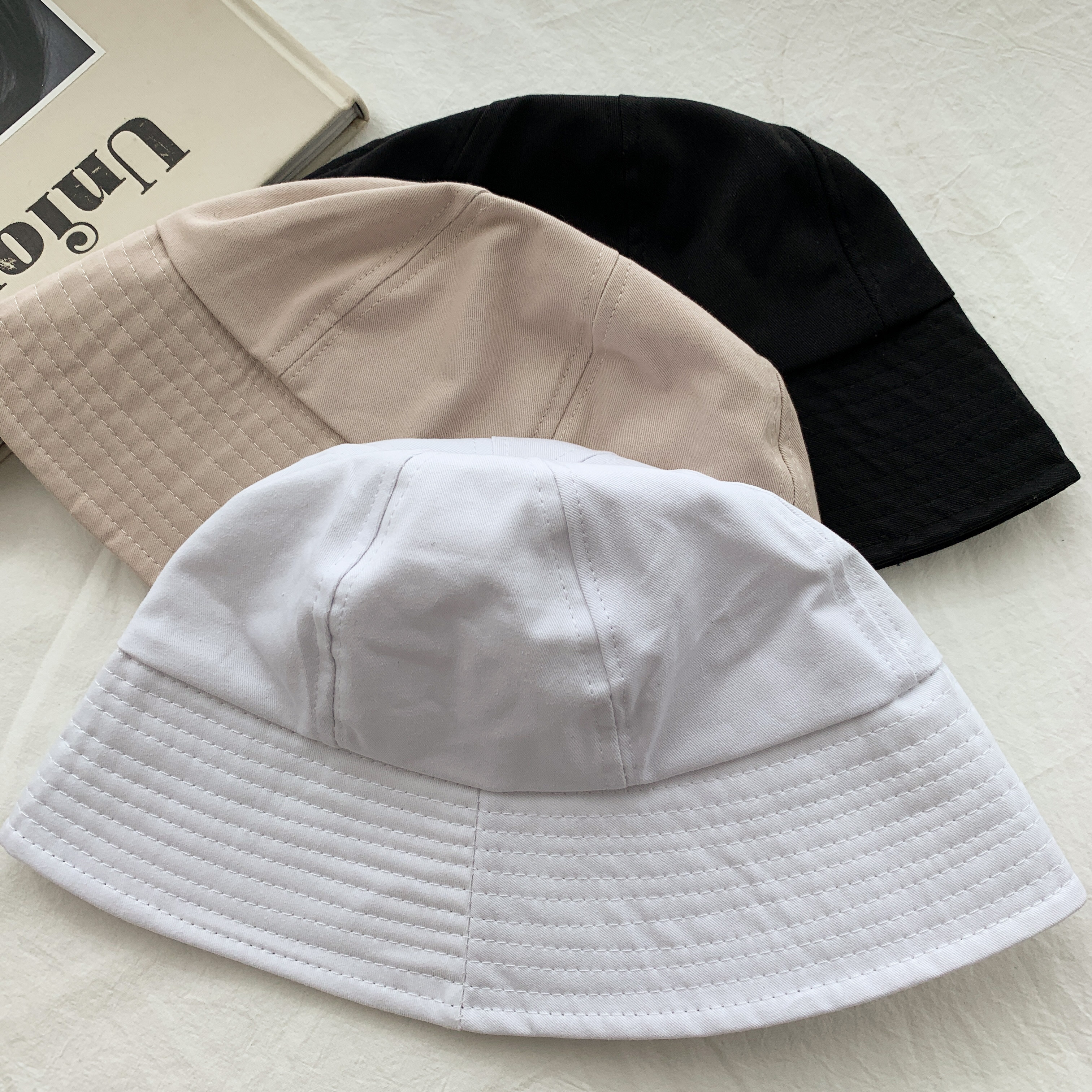 [당일출고!!/1+1] 캐주얼 둥근 버킷햇 벙거지 코튼 챙 벙거지 모자 3color 상세 이미지 6