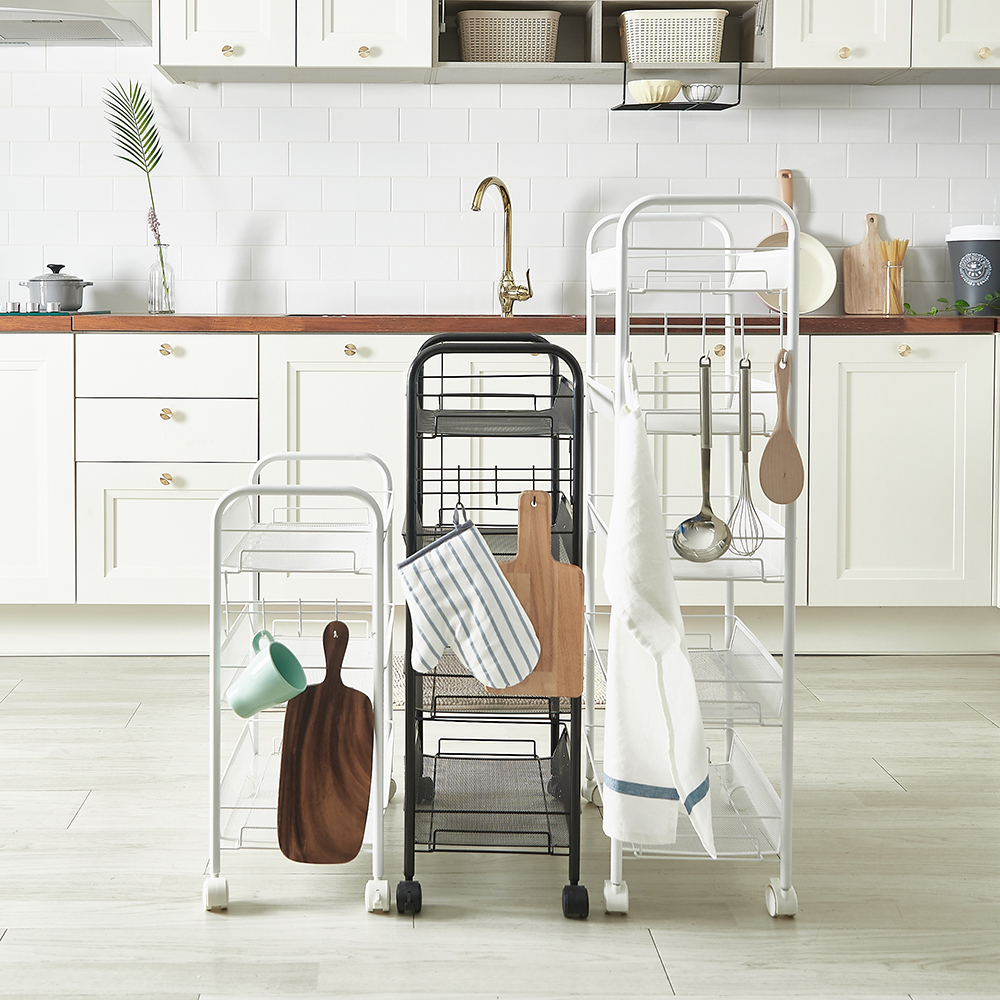 할메이드 이동식 트롤리 틈새 수납 선반 트레이 메쉬5단