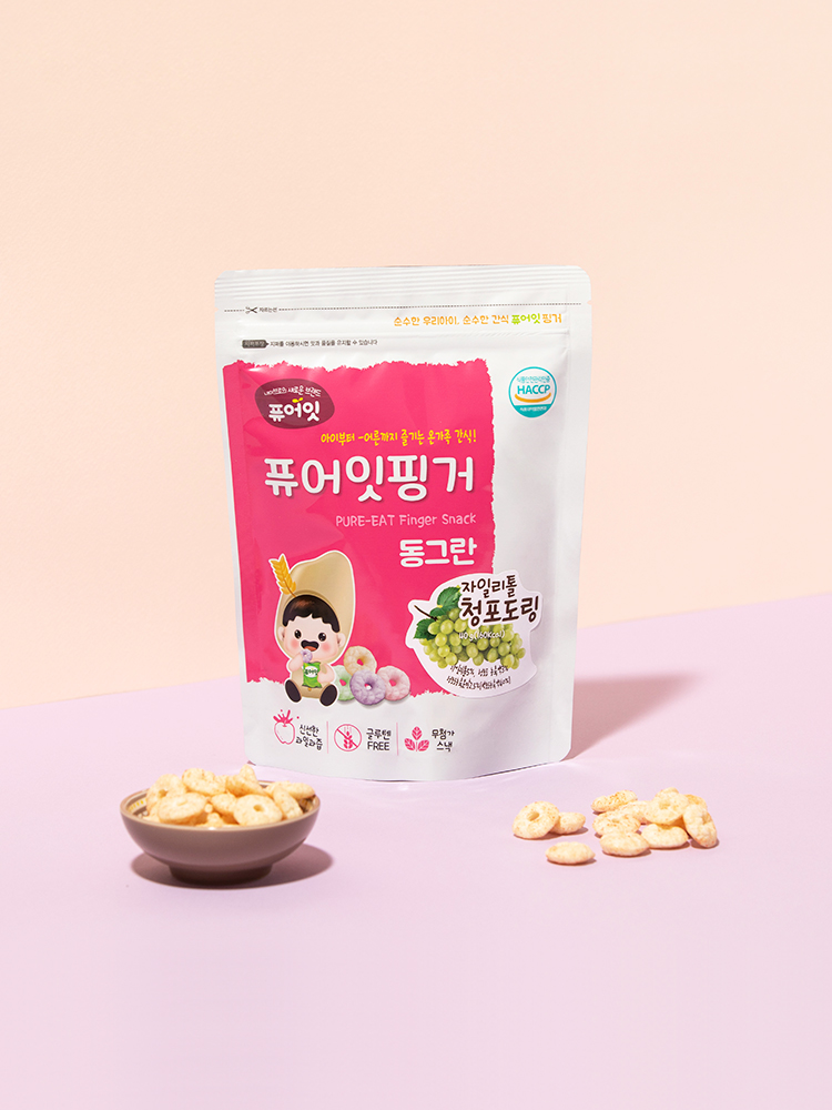 퓨어잇 핑거 동그란 자일리톨 청포도링 아이과자 과일링 간식