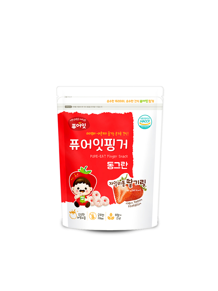 퓨어잇 핑거 동그란 자일리톨 딸기링 아이과자 과일링 간식 - 상세 이미지 3
