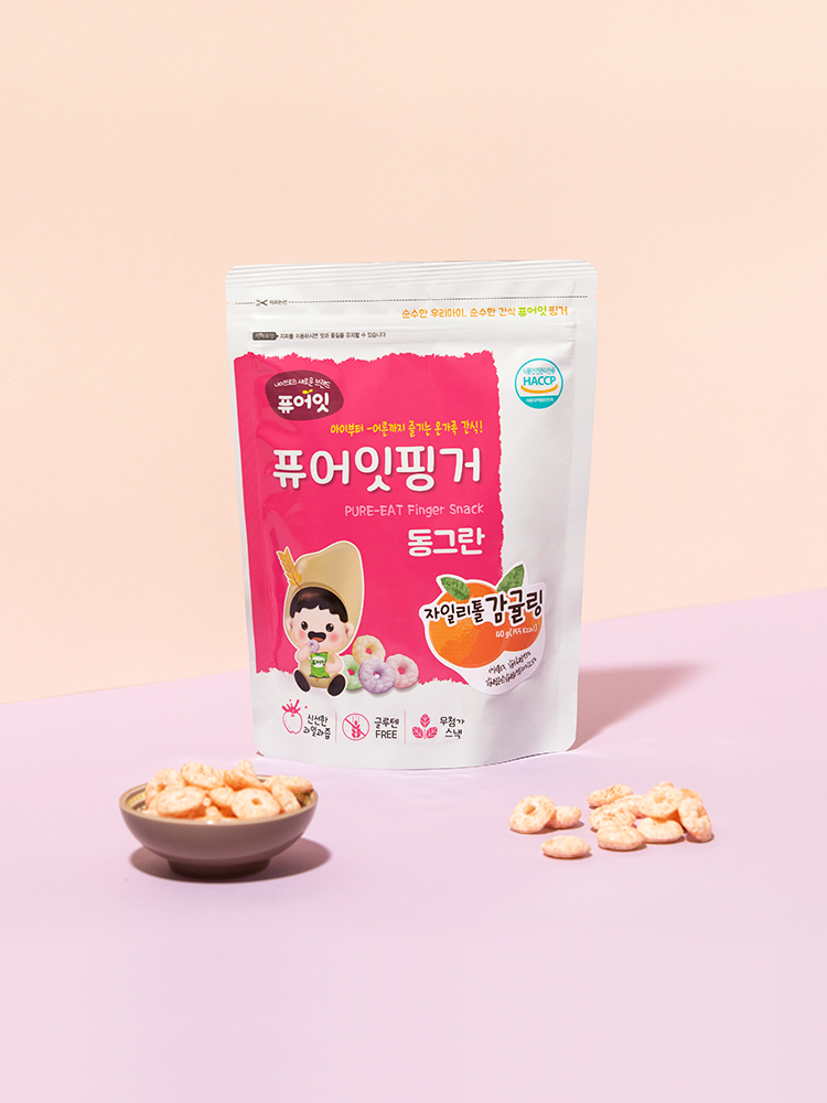 퓨어잇 핑거 동그란 자일리톨 감귤링 아이과자 과일링 간식