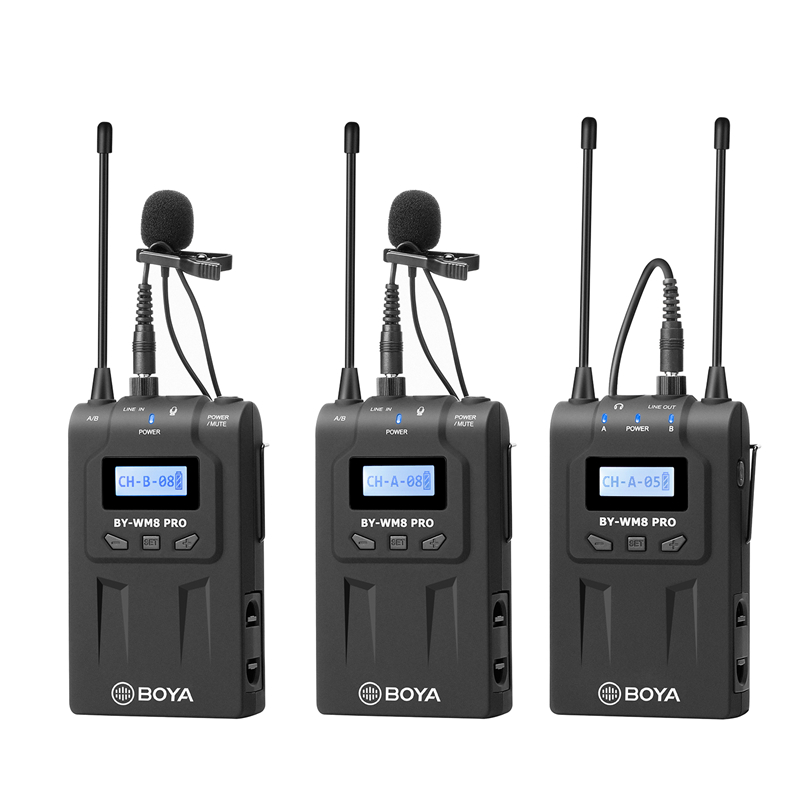 보야 BY-WM8 Pro K1 K2 UHF 듀얼채널 무선 마이크 방송용 강의용 공연용 - 상품 이미지