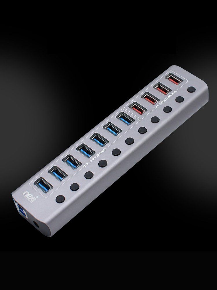넥시 NX-U1011P USB허브 유전원 USB3.0 7포트 충전4포트 NX811 - 메인 이미지