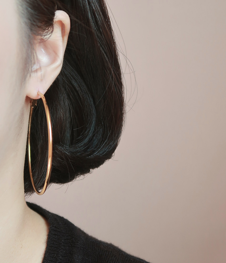 🖤써지컬(6size)🖤당일발송! 원터치 써지컬스틸 링귀걸이 3cm/4cm/5cm/6cm/7cm/8cm 상세 이미지 16