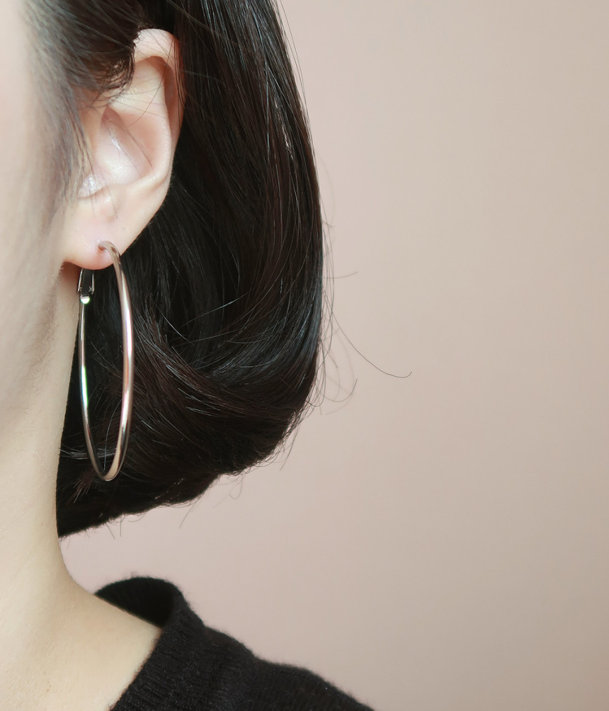 🖤써지컬(6size)🖤당일발송! 원터치 써지컬스틸 링귀걸이 3cm/4cm/5cm/6cm/7cm/8cm 상세 이미지 6