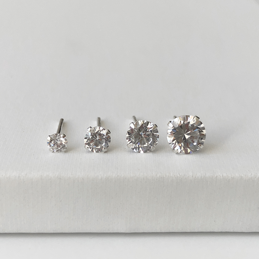 (무배/실버925) all silver 4size 베이직 큐빅 은귀걸이(한쌍) 이미지 3