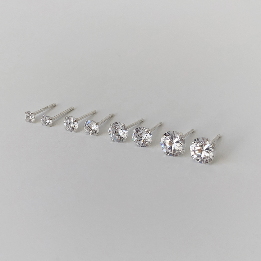 (무배/실버925) all silver 4size 베이직 큐빅 은귀걸이(한쌍) 이미지 2